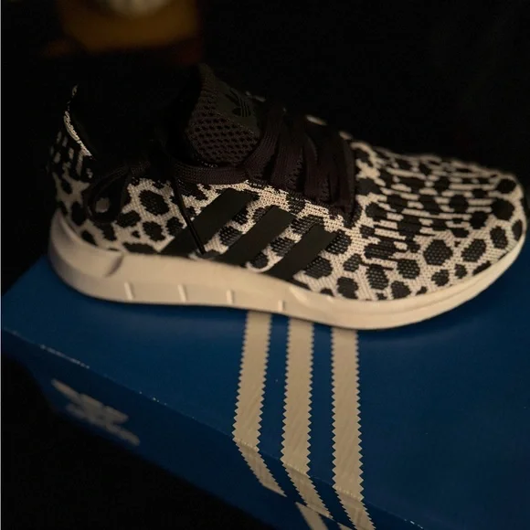 Adidas Black and White Leopard Sneakers - Picture 1 of 4